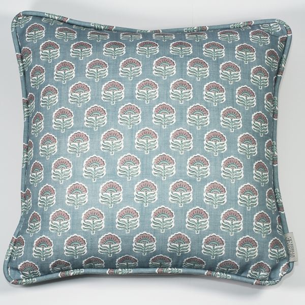 Wallington Floral Cushion - Slate Dusky Pink